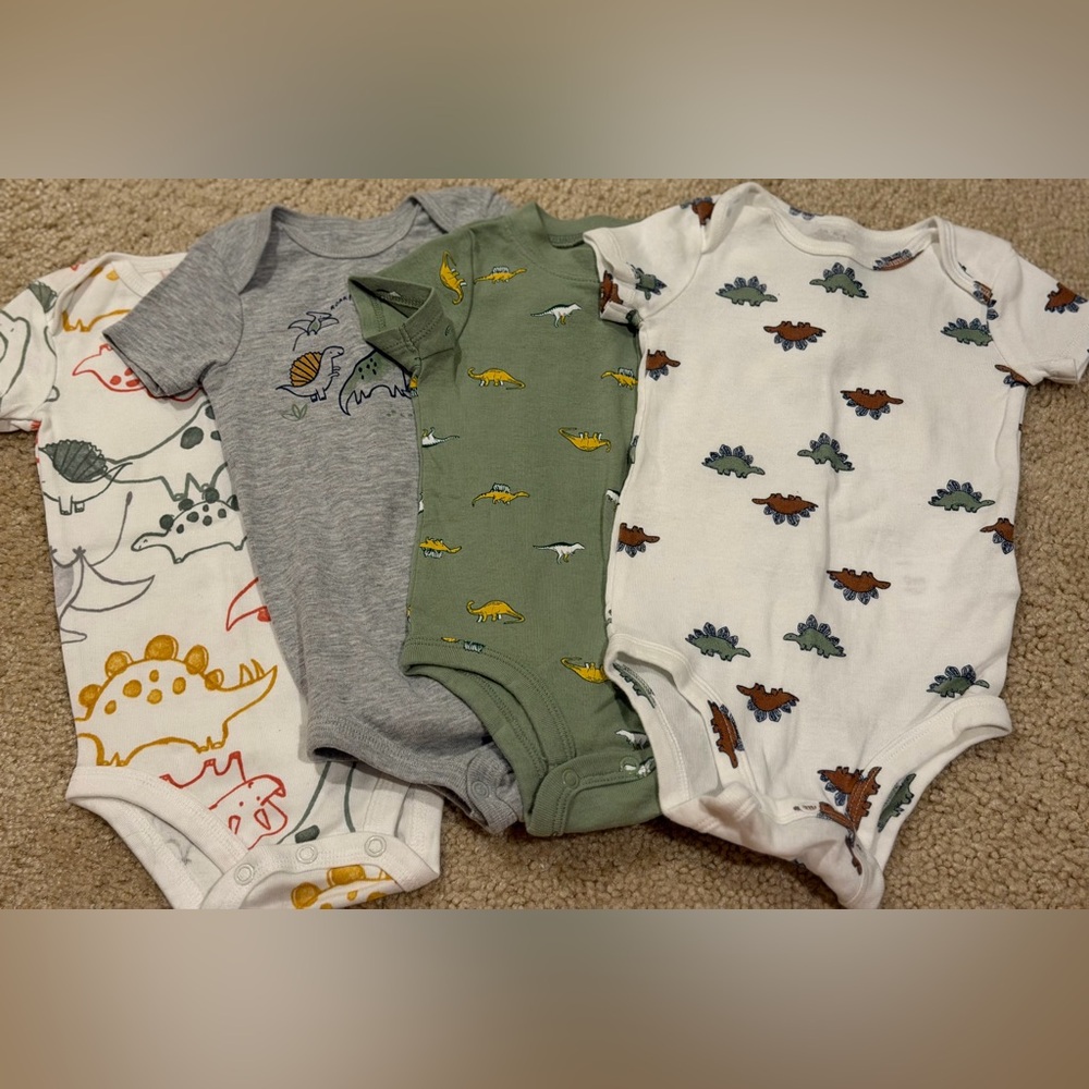 Carter's Dinosaur Print Bodysuit Set - Gray, Green, White